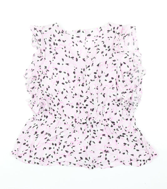 Great Plains Womens Purple Animal Print Viscose Basic Blouse Size 12 V-Neck