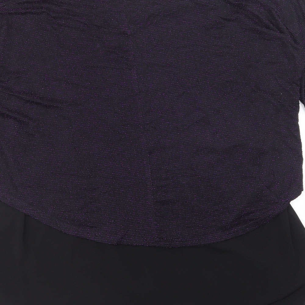 Simon Jefferey Womens Black Nylon Basic T-Shirt Size 10 Round Neck