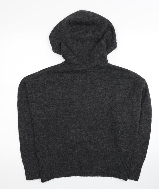 H&M Womens Grey Acrylic Pullover Hoodie Size S Pullover
