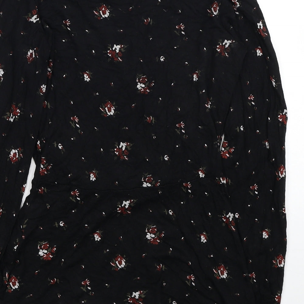 Boohoo Womens Black Fair Isle Polyester Basic Blouse Size 6 V-Neck - Lace Detail