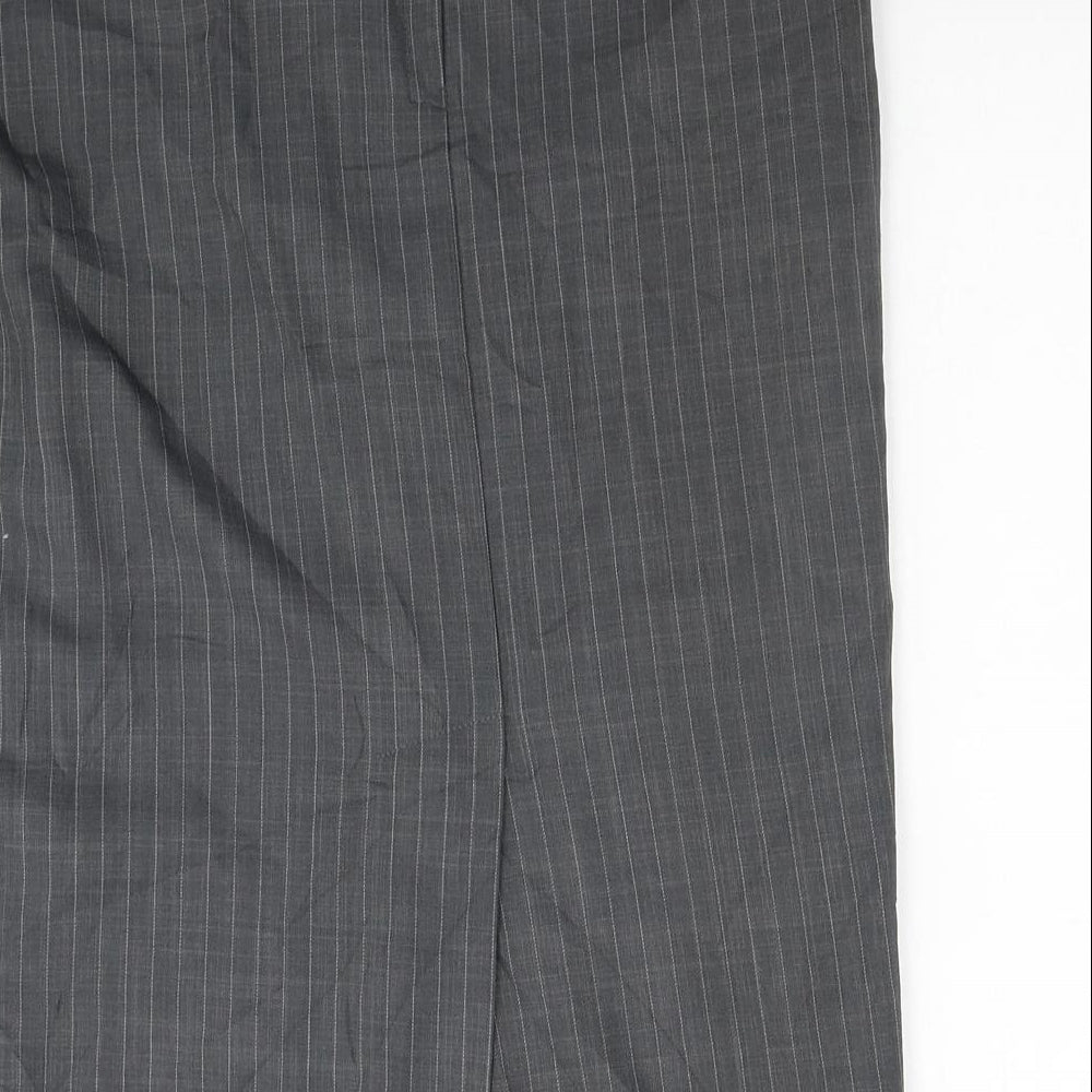 George Womens Grey Striped Polyester Straight & Pencil Skirt Size 12 Zip