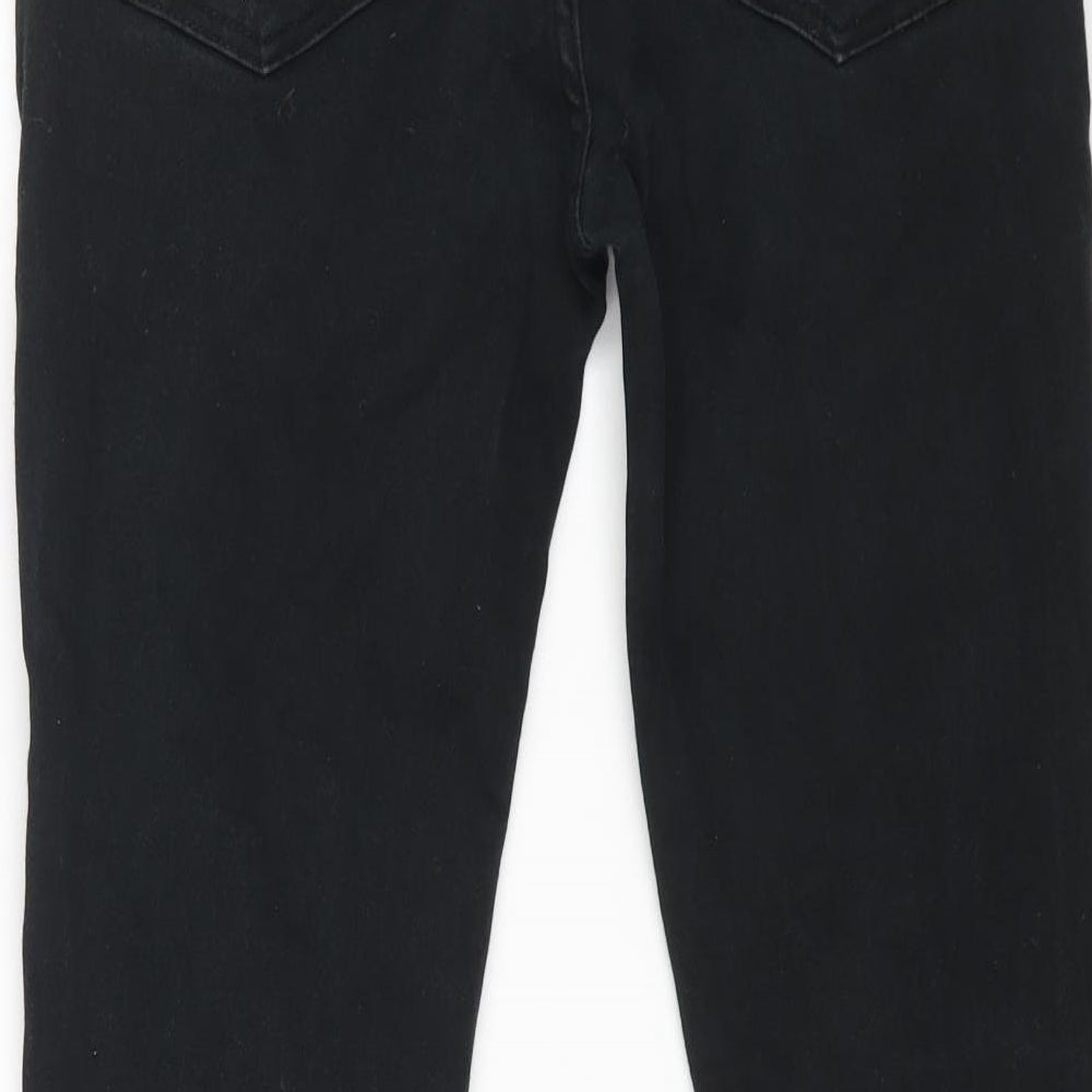 Denim & Co. Womens Black Cotton Straight Jeans Size 32 in L32 in Regular Zip