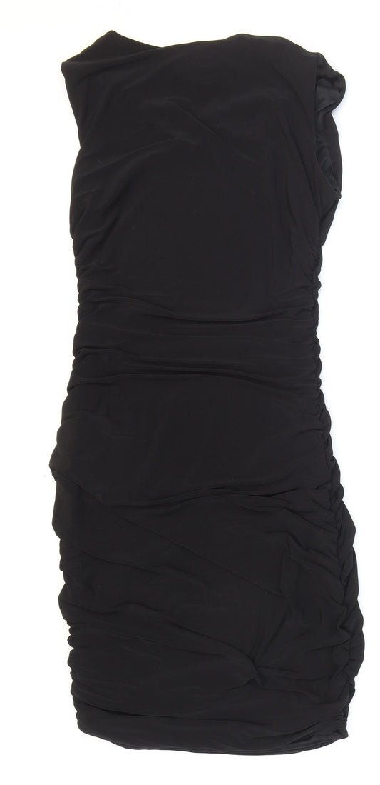 En Focus Studio Womens Black Polyester Bodycon Size 8 Scoop Neck Pullover