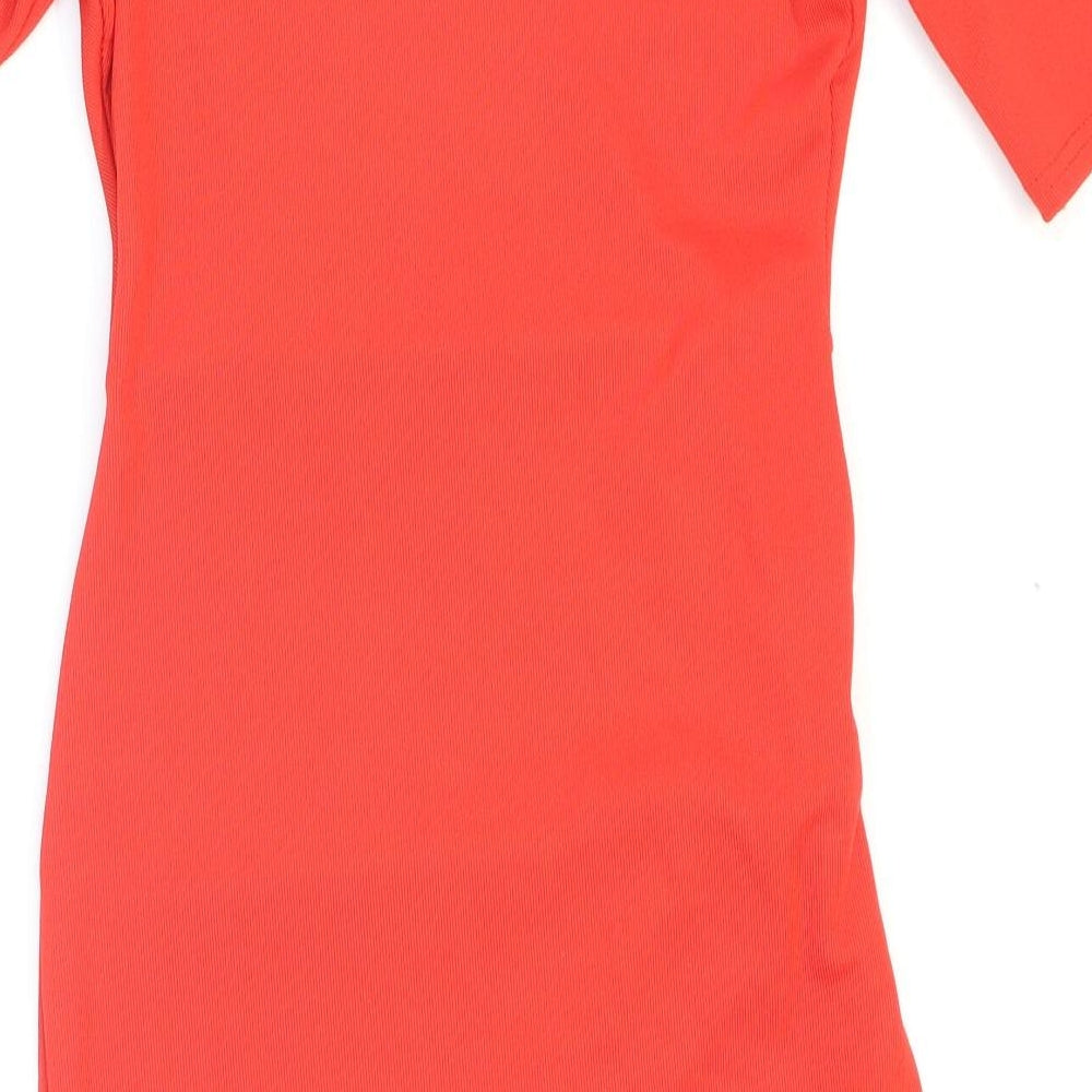 River Island Womens Red Polyester A-Line Size 10 Off the Shoulder Pullover - Ribbed