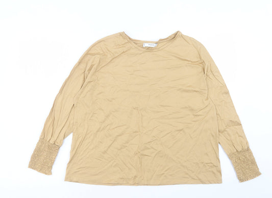 Womens UK Size M Mango Brown Basic T-Shirt