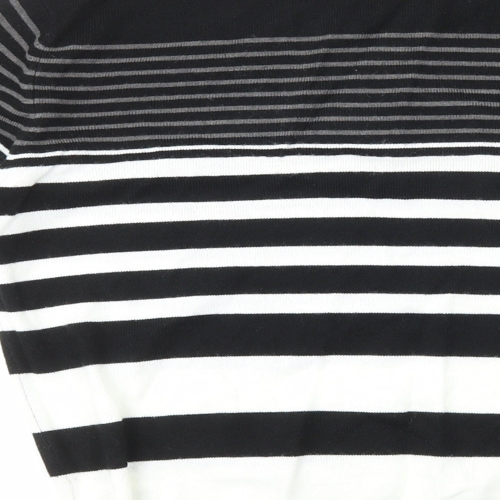 Primark Womens Black Round Neck Striped Acrylic Pullover Jumper Size S