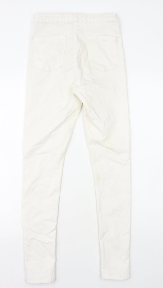 Miss Selfridge Womens White Cotton Skinny Jeans Size 10 L28 in Regular Zip