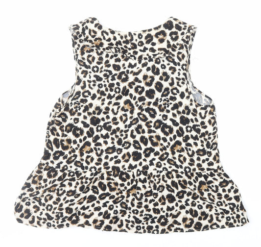 George Womens Brown Animal Print Viscose Basic Button-Up Size 14 Collared - Leopard Print