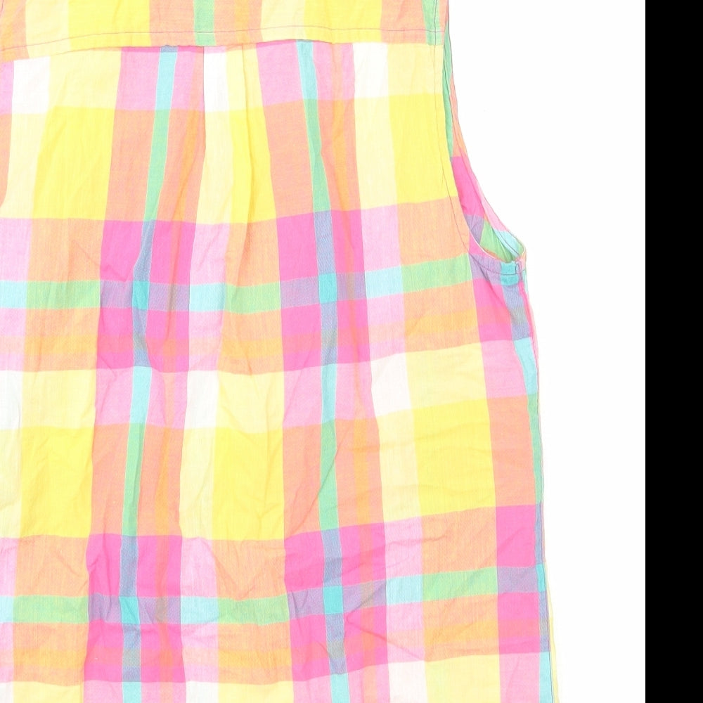 TU Womens Multicoloured Plaid Viscose Basic Button-Up Size 10 Collared