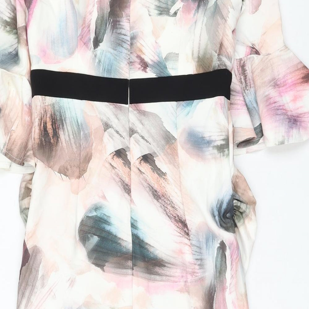 Little Mistress Womens Multicoloured Geometric Polyester Shift Size 10 Boat Neck Zip