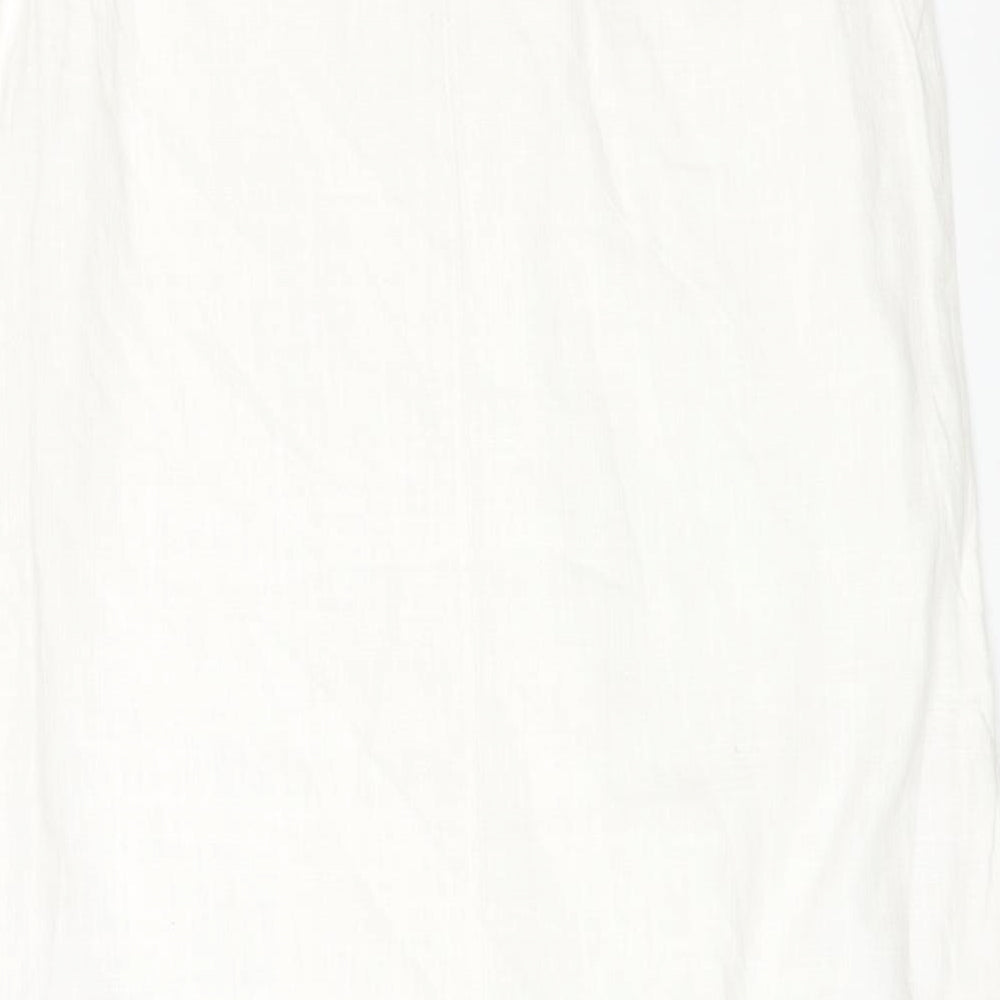 NEXT Womens White Viscose A-Line Size 8 Round Neck Button