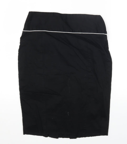Primark Womens Black Cotton A-Line Skirt Size 12 Zip