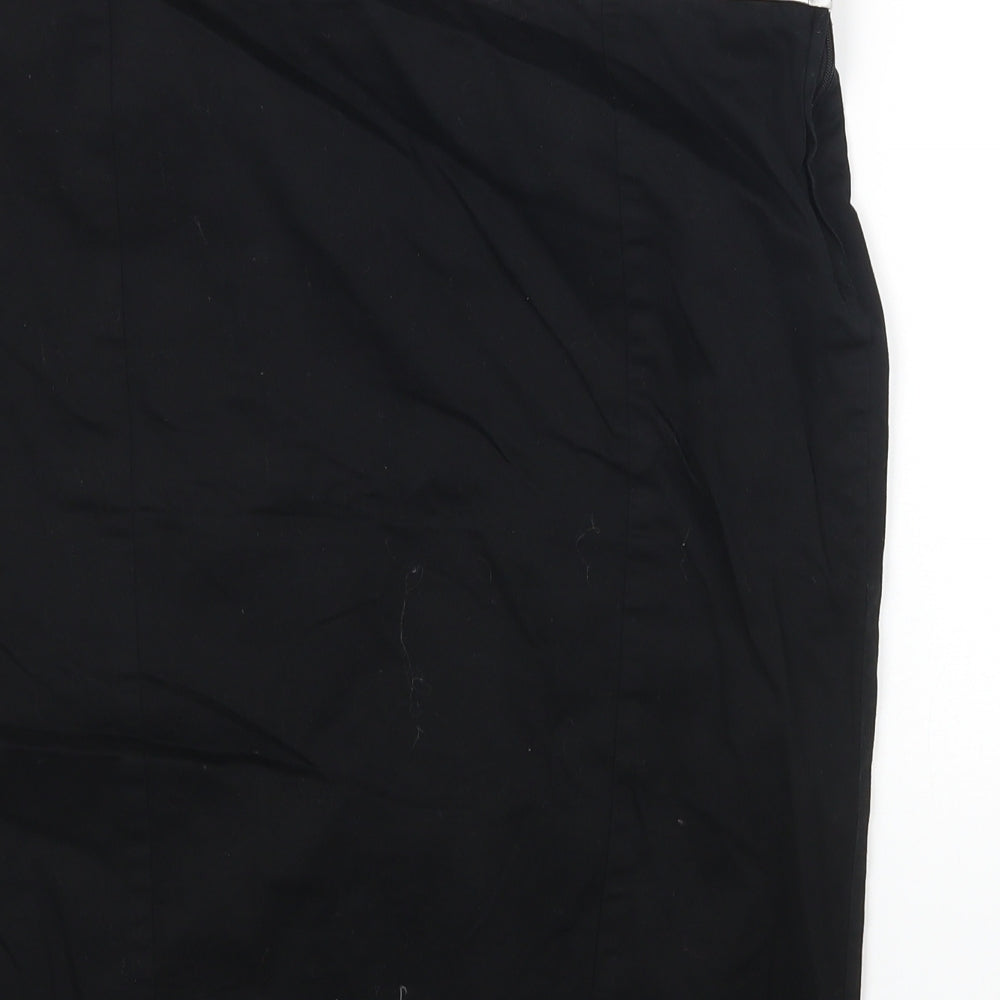Primark Womens Black Cotton A-Line Skirt Size 12 Zip