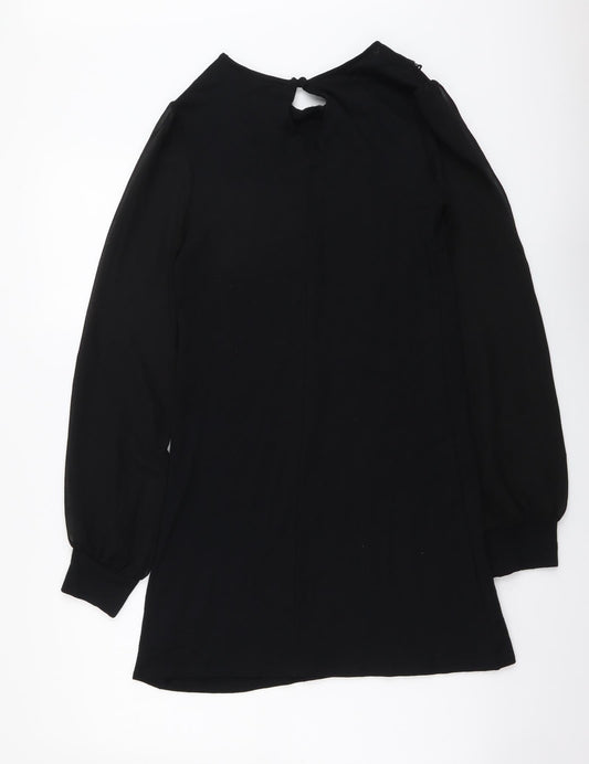 Dorothy Perkins Womens Black Polyester A-Line Size 8 Collared Pullover