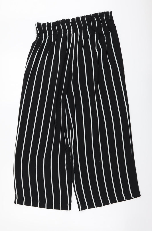 Stradivarius Womens Black Striped Polyester Trousers Size M L20 in Regular