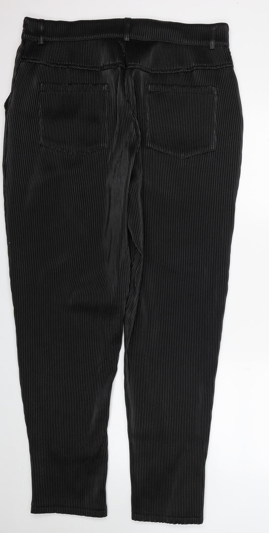 Boohoo Man Mens Black Cotton Dress Pants Trousers Size 36 in L30 in Regular Zip - Ribbed