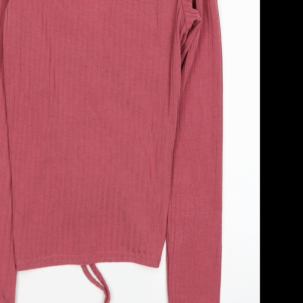 Womens UK Size 6 New Look Pink Cropped Blouse