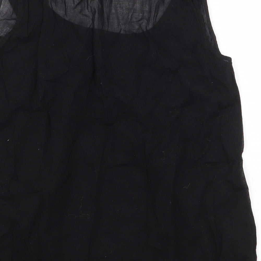 Miss Selfridge Womens Black 100% Cotton Basic Blouse Size 10 Scoop Neck