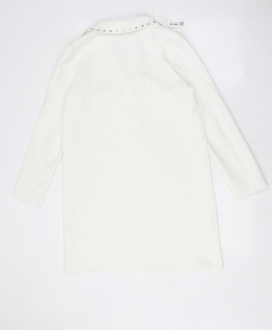 Zara Womens White Polyester A-Line Size XS Round Neck Pullover