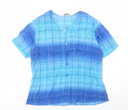 Womens UK Size 14 Berkertex Blue Basic Button-Up