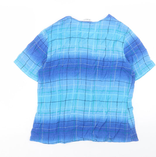 Berkertex Womens Blue Viscose Basic Button-Up Size 14 V-Neck