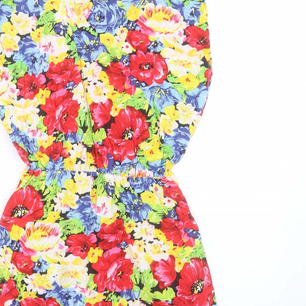 Miss Harvey Womens Multicoloured Floral Viscose A-Line Size 10 Crew Neck Pullover