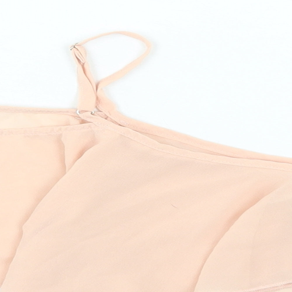 Boohoo Womens Pink Polyester Cropped Tank Size 8 V-Neck - Cold Shoulder