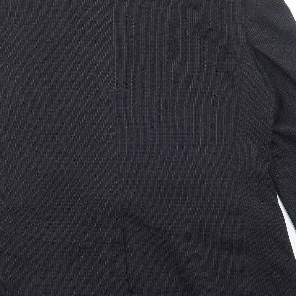 F&F Mens Black Striped Polyester Jacket Suit Jacket Size 38