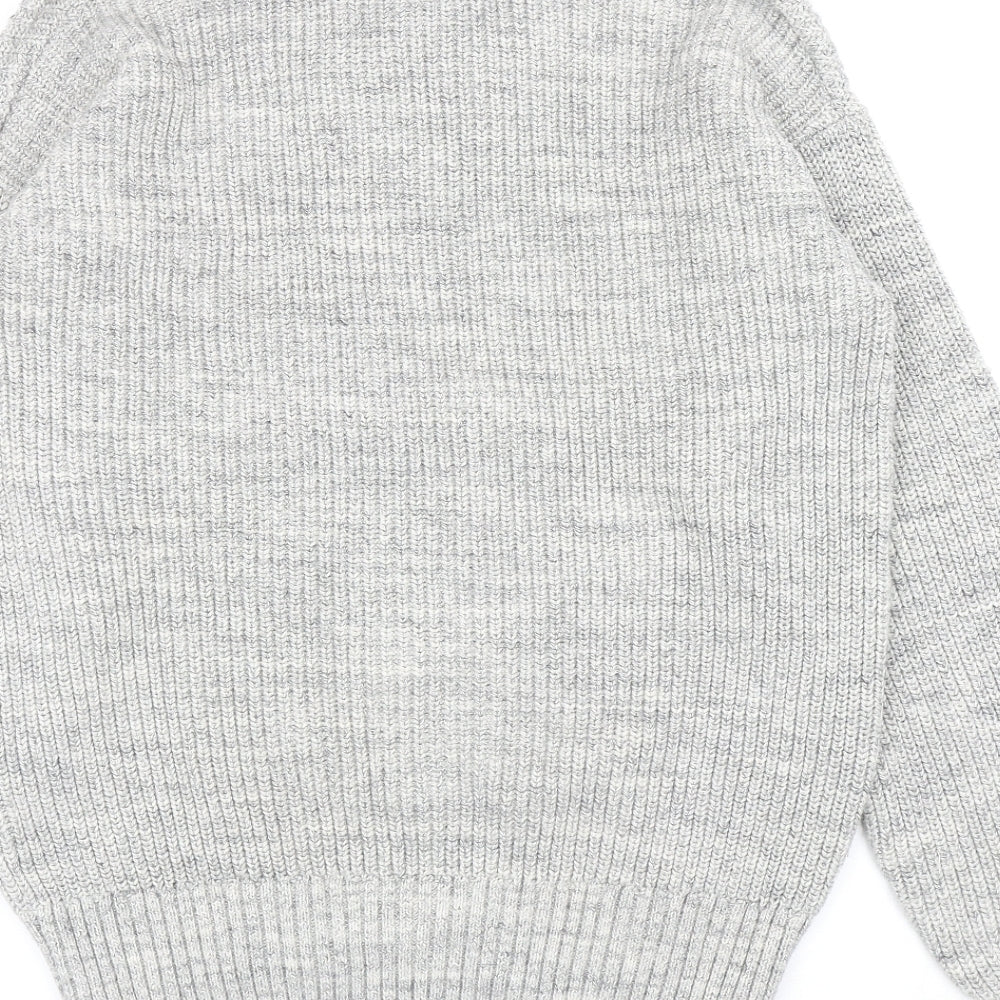 H&M Mens Grey Collared Cotton Pullover Jumper Size S