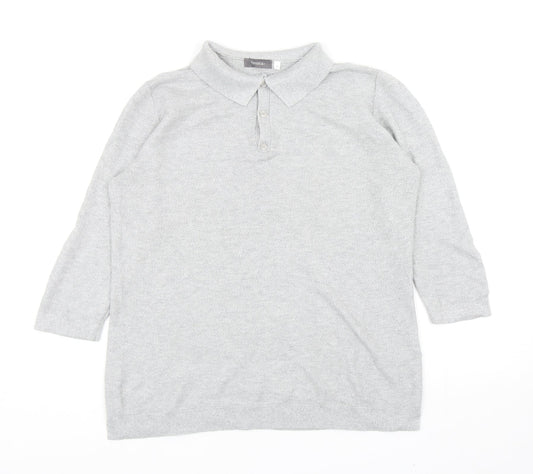 Womens UK Size M Yessica Grey Basic Polo