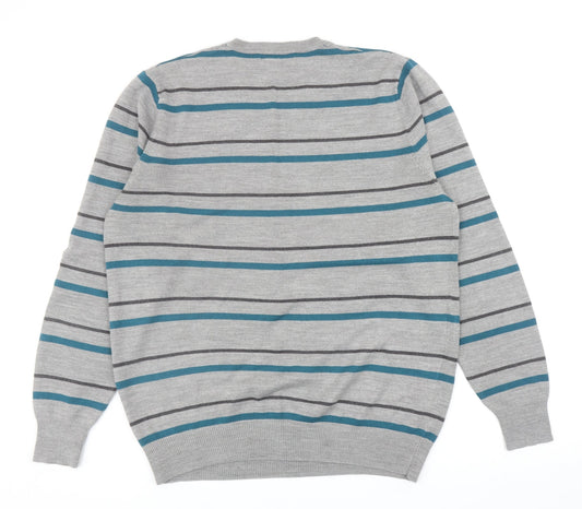 George Mens Multicoloured Round Neck Striped Acrylic Pullover Jumper Size M