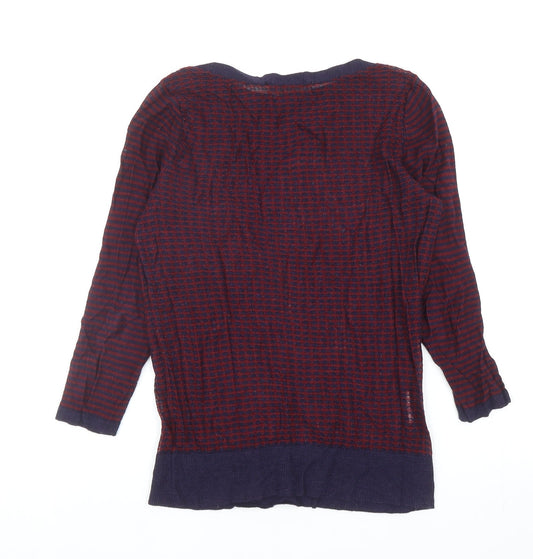 LOFT Womens Red Polyester Basic T-Shirt Size XS Boat Neck