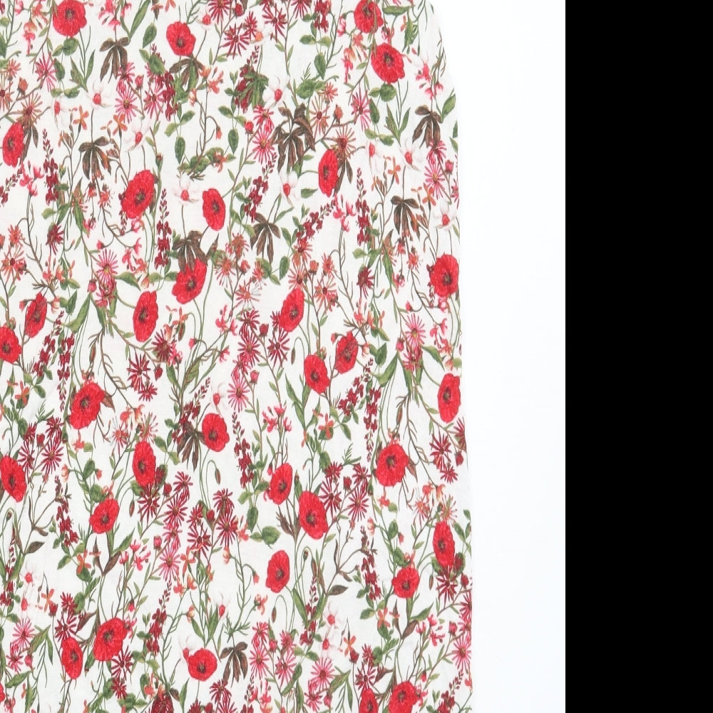 Primark Womens Multicoloured Floral Viscose Bodycon Size S Scoop Neck Pullover