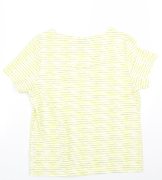Womens UK Size 14 Profile Yellow Basic T-Shirt