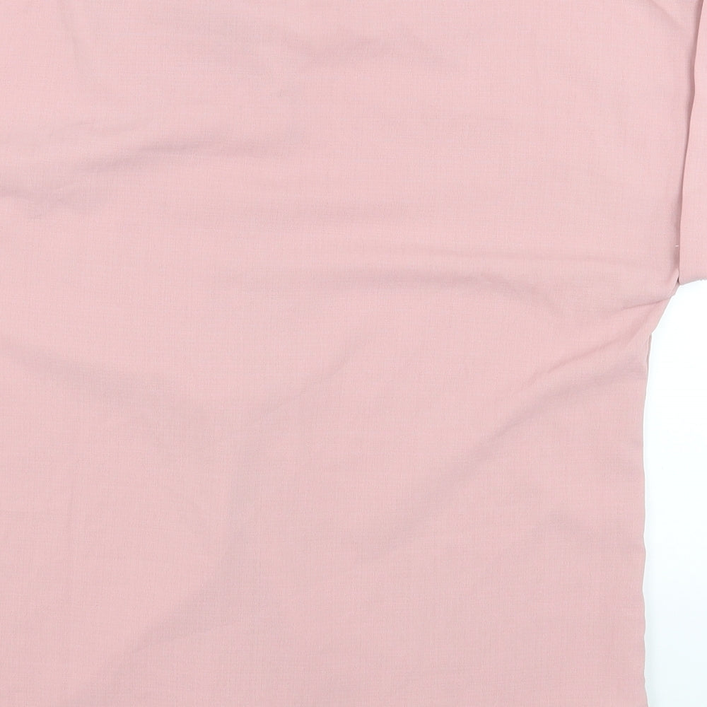 SheIn Womens Pink Polyester Basic Button-Up Size L Collared