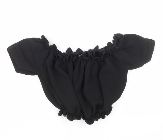Womens UK Size 6 New Look Black Cropped T-Shirt
