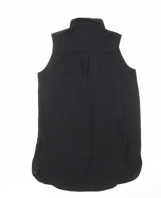 Primark Womens Black Polyester Basic Button-Up Size 6 Collared