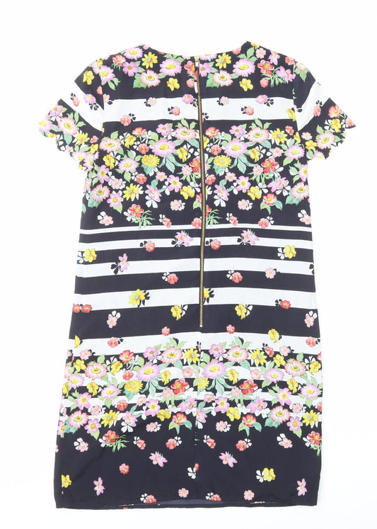 Oasis Womens Multicoloured Floral Polyester A-Line Size 8 Round Neck Zip