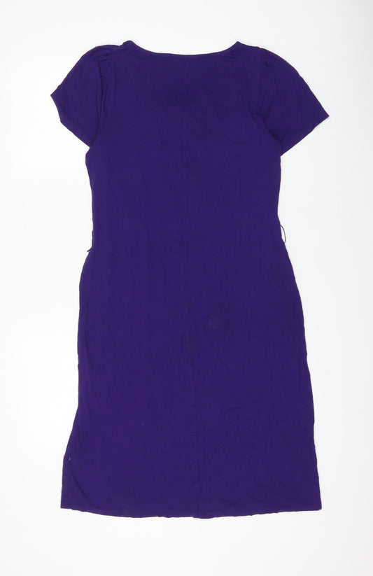 Marks and Spencer Womens Purple Viscose T-Shirt Dress Size 10 Round Neck Pullover