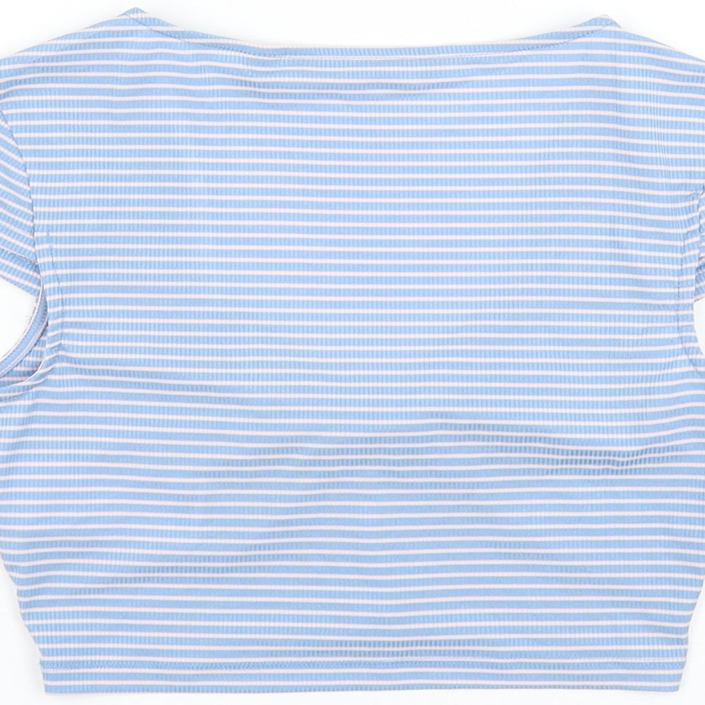 Womens UK Size XS Vera Moda Blue Cropped Blouse