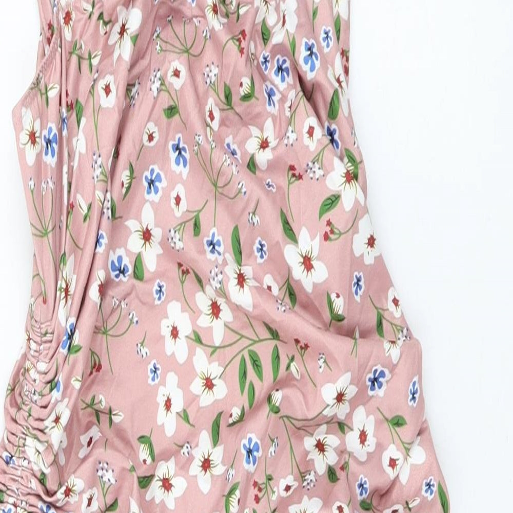 SheIn Womens Pink Floral Polyester Mermaid Size S Sweetheart Pullover