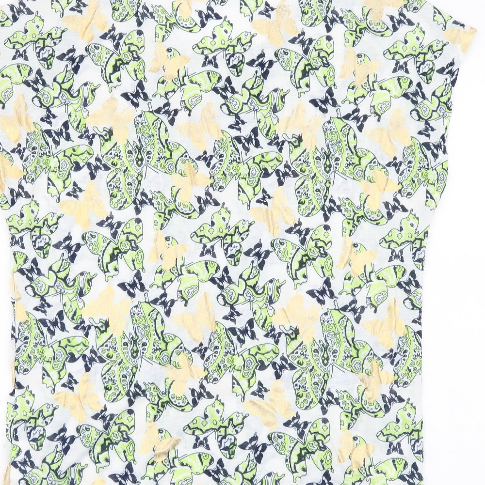 Originals Womens Multicoloured Geometric Polyester Basic T-Shirt Size S Round Neck - Butterfly Pattern