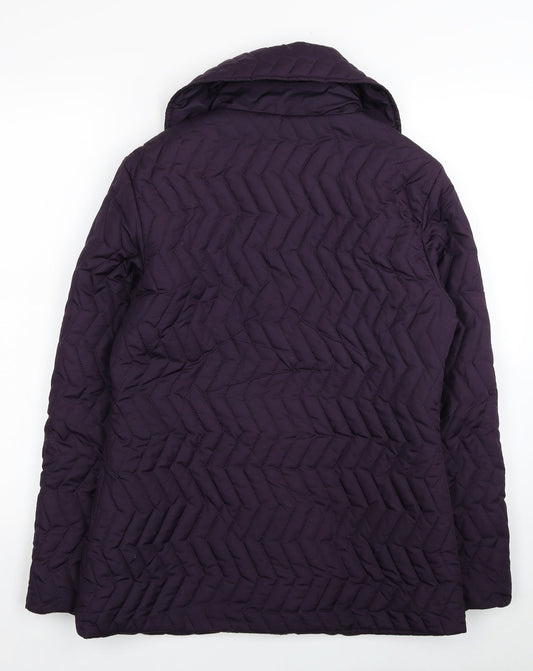 Autonomy Womens Purple Geometric Quilted Coat Size 10 Zip