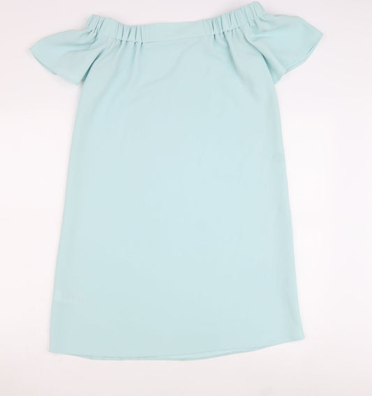 Topshop Womens Green Polyester T-Shirt Dress Size 6 Round Neck Pullover