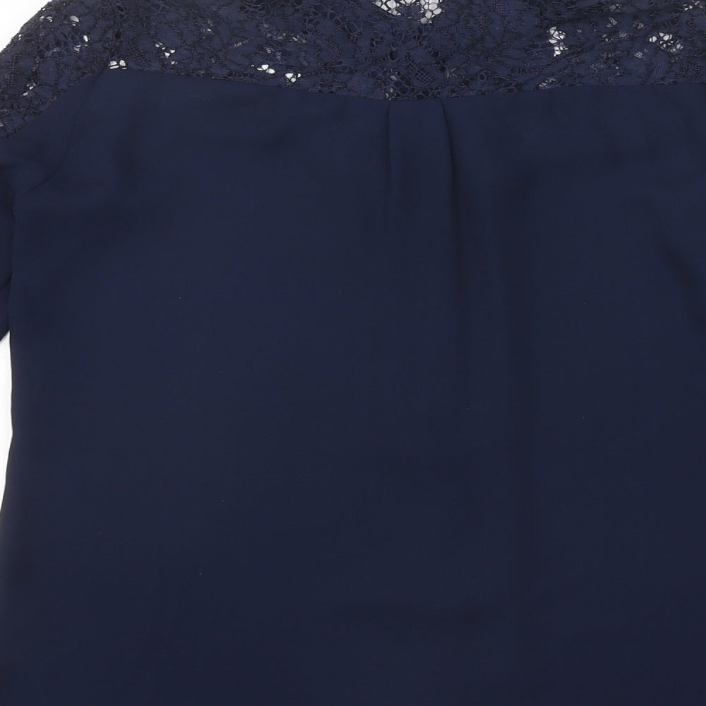 Womens UK Size S Zara Blue Jersey Button-Up
