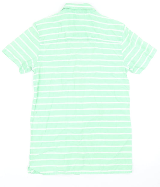 Mens UK Size XS Cedar Wood State Green Button-Up Short Sleeve Casual Shirt