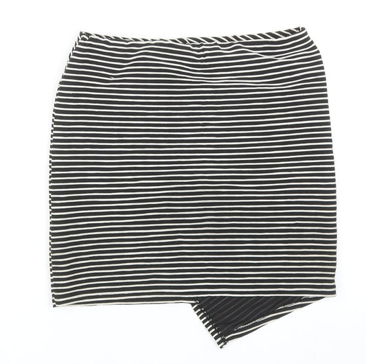 Atmosphere Womens Black Striped Polyester Mini Skirt Size 10