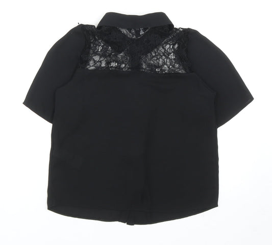 Womens UK Size 6 New Look Black Basic Button-Up