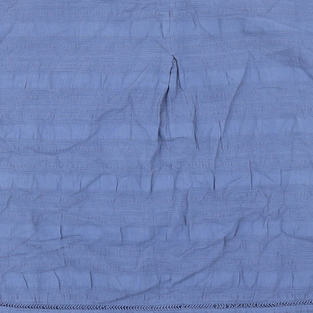 Grand Womens Blue Cotton Basic T-Shirt Size L Boat Neck