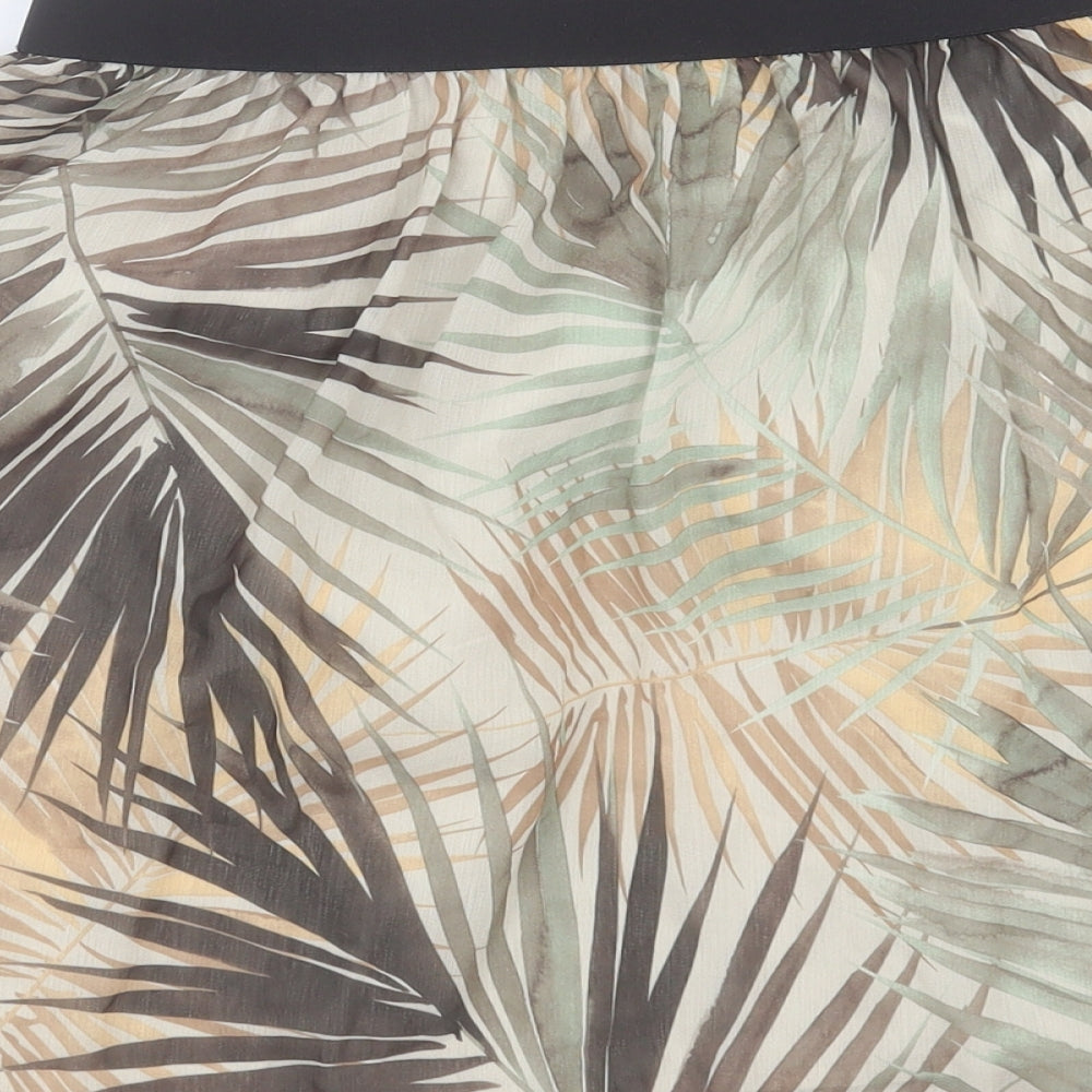 H&M Womens Green Geometric Polyester A-Line Skirt Size 10 - Leaf Print